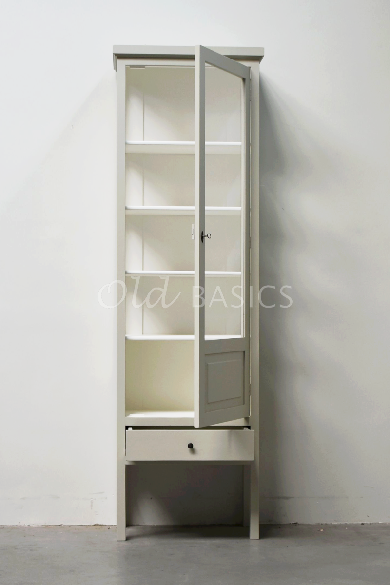 Detail van Vitrinekast Vertou, 1 deuren, RAL7032, grijs, beige, materiaal hout